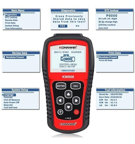 Konnwei Kw808 - Lector De Código Obdii Automático
