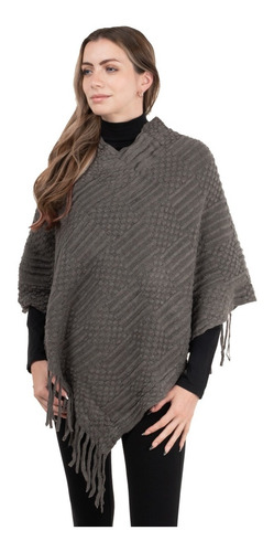Poncho Capa Chal Tejido Suave, Forro Borrega Flecos Cuadros.