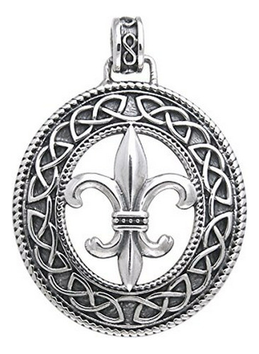 Colgante Fleur De Lis En Plata De Ley Con Nudo Celta.