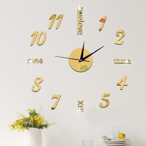 Reloj De Pared 3d Con Números De Espejo, Letras, Decoración