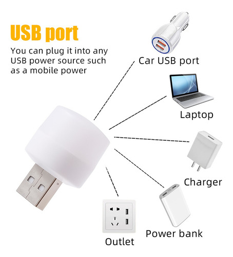 Lámpara Led Con Enchufe Para Computadora, Carga De Energía M