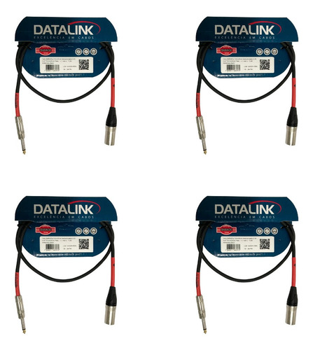 Kit 4 Cabo Datalink Garage Microfone P10 X Xlr  M  Gd009 1m