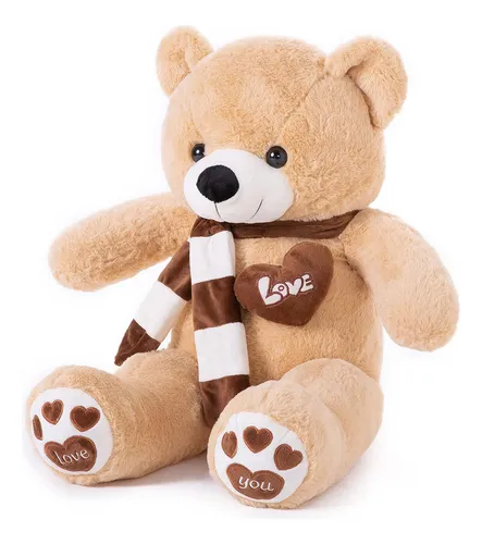 Oso De Peluche Yunnasi Grande Con Bufanda De 80 Cm, Barra Li