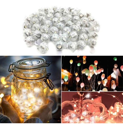 50 luces LED individuales para globos, decoración de fiestas de Navidad, blanco frío, color blanco