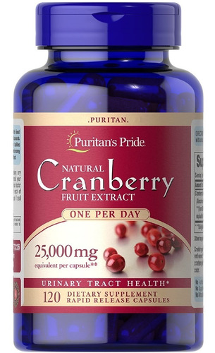 Cranberry 25,000mg Puritans Pride 120 Capsulas Arándano Rojo