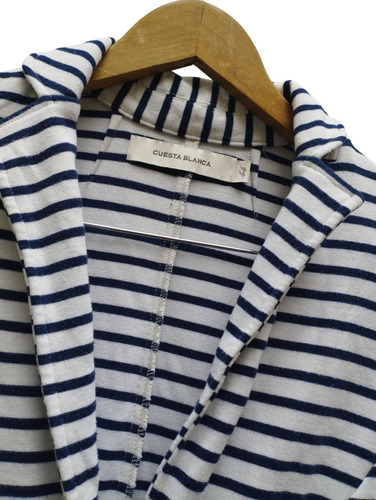 Blazer Cuesta Blanca Dama Rayado De Algodón Azul M (Usado)