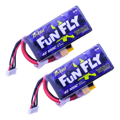 2 Pack Bateria Lipo 1550mah 14.8v 4s 100c Tattu Funfly Xt60