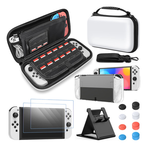 Accessories Bundle Compatible With Switch Oled, Carrying Cas