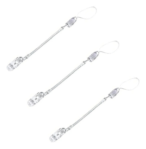 Kit 3 Prendedores Para Chupeta Silicone Mister K Modelo Mola 23cm Transparentes