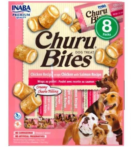 Churu Bites Perro Sabor Pollo Salmón, Pack 8 Un. X 12grs C/u