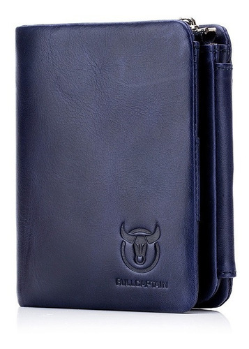 Bullcaptain Cartera Piel Genuina Billetera Hombre Trifold