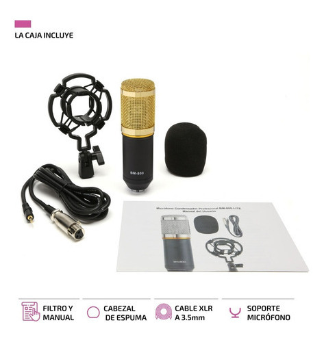 Microfono Profesional Youtube Set Estudio Video Juegos Bm800 Dorado