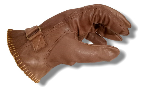 Guantes Custom Cuero Marron Frio Invierno Conducir Motos Drg