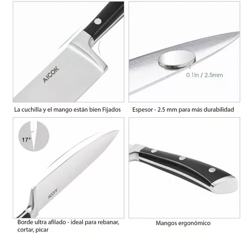 Juego De Cuchillos De 6 Piezas Cocina Profesional Acero Inox Color