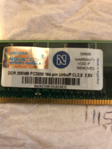 Memoria Ddr Pc3200 400mhz Novatech 256 Mb