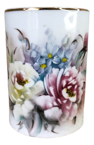 Vaso Porcelana Pintado Bodas De Prata 25 Anos 14,5cm