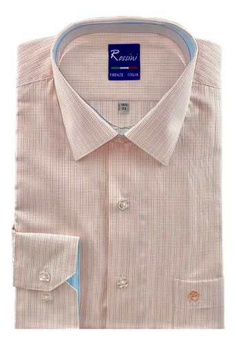 Camisa Vestir M/ L Cuadros Rossini Caballero 970