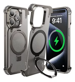 Funda Magnetica Para iPhone 15pro Max De Aluminio/cuero S._a