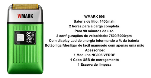 Afeitadora Wmark NG996P verde 220V