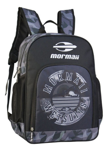 Mochila Urbana Mormaii Preto Com Detalhes Casual Cor Preto/branco Design Listras 20l
