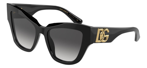 Óculos De Sol - Dolce & Gabbana - Dg4404 501/8g 54 Armação Preto Haste Preto Lente Cinza Degradê Desenho Gatinho