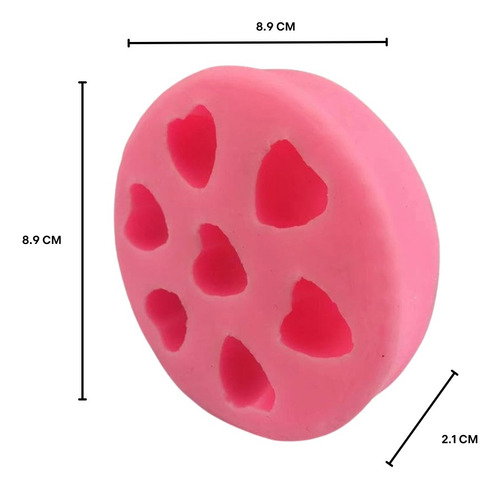 Molde De 7 Corazones Para Fondant De Silicón Libre De Bpa