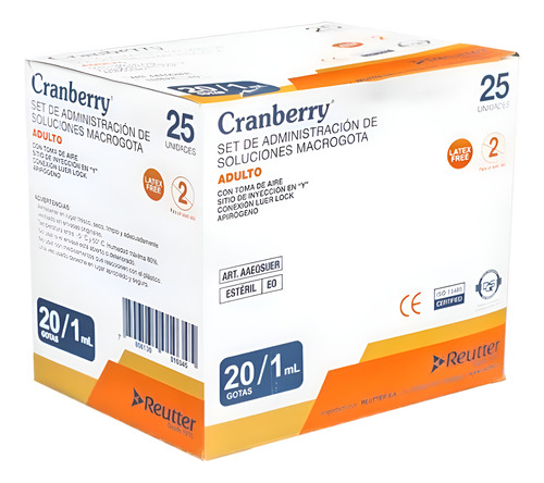 Cranberry Set De Administración De Soluciones Macrogota 25un