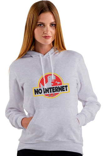 Imagen 3 de 6 de Buzo Gris No Internet Dinosaurio Jurasic Hombre Mujer Niños