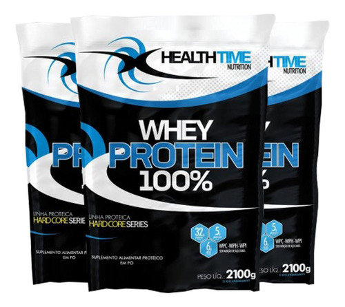 Kit Whey Protein Concentrado 6,3kg Healthtime Morango
