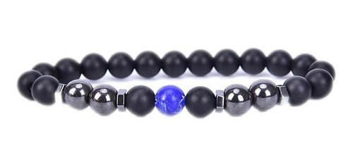 Pulsera Negro Ágata Para Hombre Moda Bomb Azul