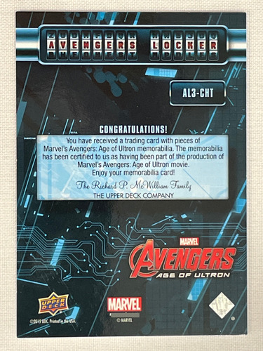 Avengers Locker Upper Deck Costume Card Thor Hulk Captain Am (Usado)
