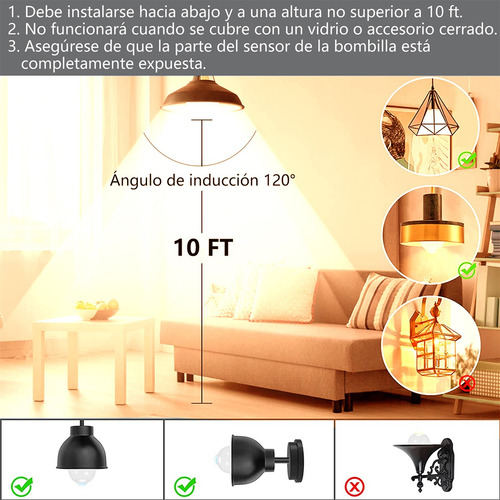 Focos Ahorrador Con Sensor De Movimiento Luz Led 9w 3pcs E27