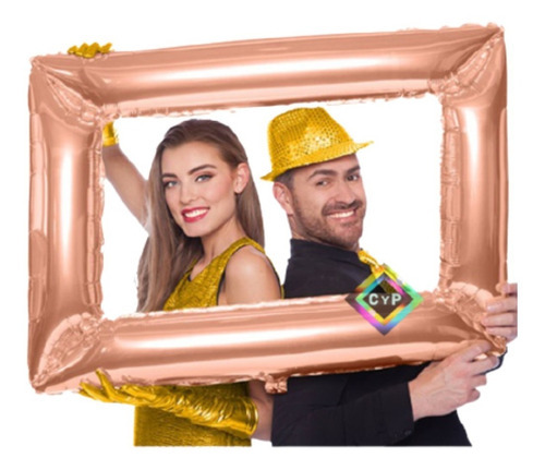 Imagen 2 de 2 de Recuadro Selfie Globo Metalizado Cuadro Selfi Rosa Dorado Mu Color Rosa Gold