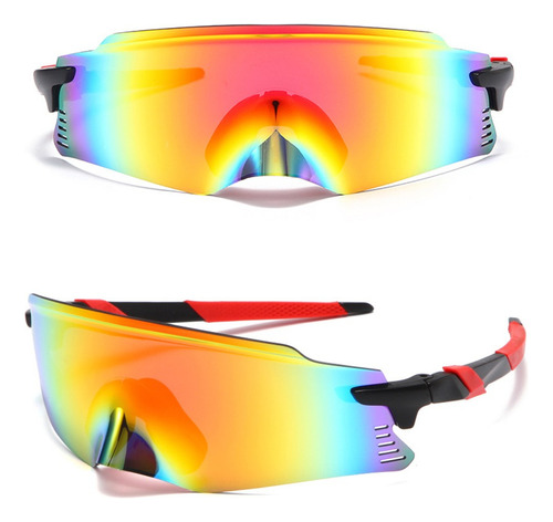 Óculos De Sol Ciclismo Corrida Beach Tennis Proteção Uv400 Cor da armação Preto Cor da lente Vermelho