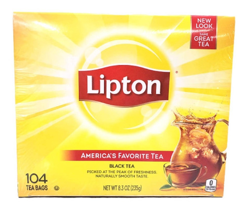 Imagen 1 de 8 de Te Lipton Black Tea El Favorito De America 104 Bolsitas
