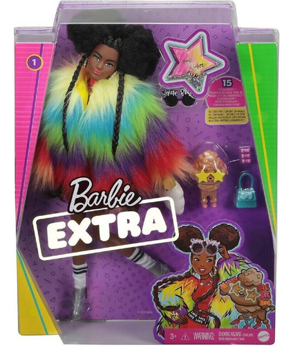 Barbie Extra Fashionista Muñeca Abrigo De Arcoiris Mattel