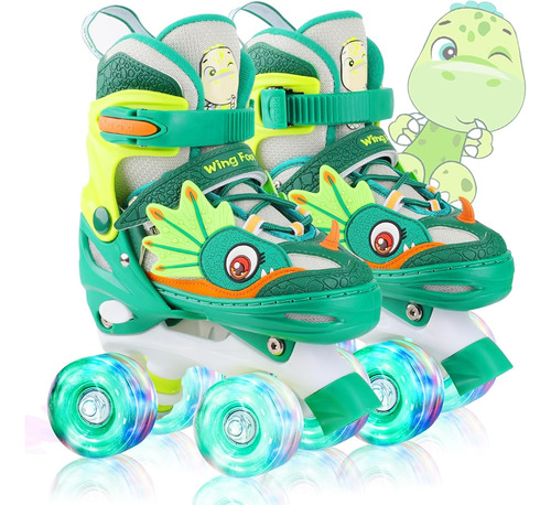 Patines Para Niños De Dinosaurios Ruedas Cuadruples Talla M