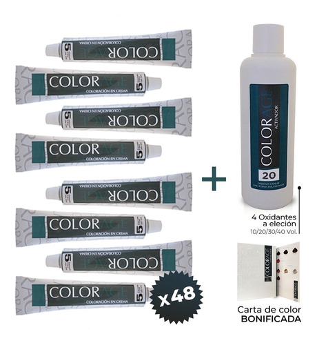 Tintura Color Age 60gr X 48 Uds + 4 Oxidantes 1000ml + Carta