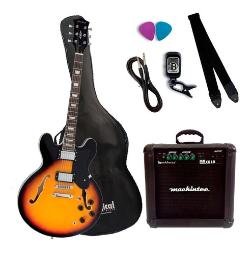 Guitarra Semi Acústica Shs300 Strinberg + Kit Completo 
