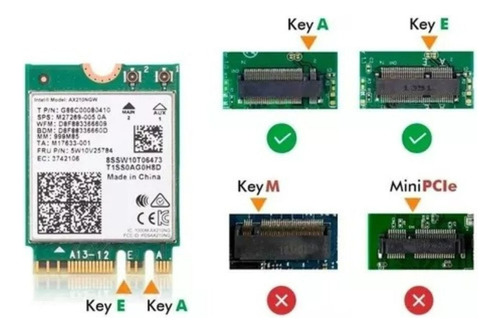 Placa De Rede Wifi 6e Bluetooth 5.3 Ax210 M.2 Sem Fio