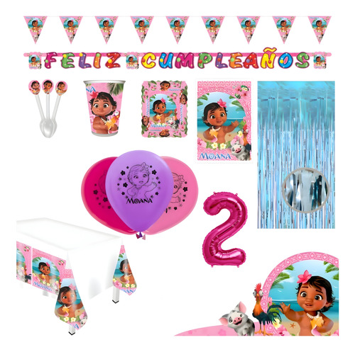 Kit Infantil Decoración Fiesta - Moana Bebé X20 Invitados
