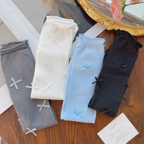 Calcetines Largos De Verano Para Mujer, Medias Con Lazo, Cal