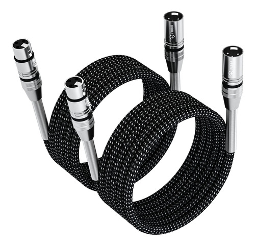 Cable Xlr 15 Pie 2 Unidad Microfono Fibbr Nailon Trenzado Ma