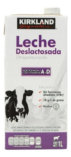 Caja Leche Deslactosada Kirkland Signature 12 Piezas 1 Litro