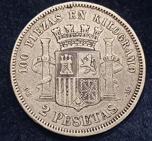 Monedas España 2 Pes 1870 Gob Prov + 2 Pes 1879 X 2 Uni Plat (Usado)