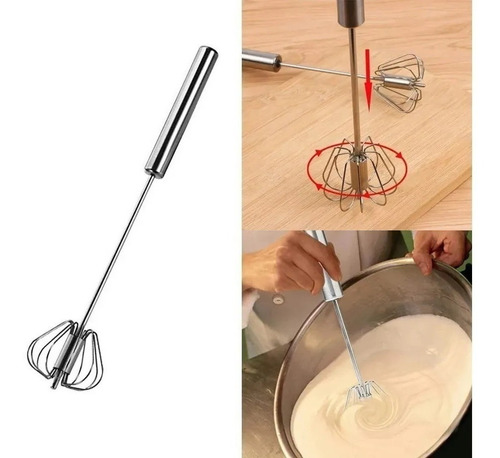 Imagen 2 de 10 de Batidor Giratorio De Huevo Leche Crema Mezclador De Mano