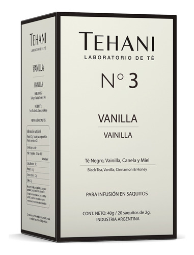 Tehani N°3 Vanilla Premium X 20 Saquitos