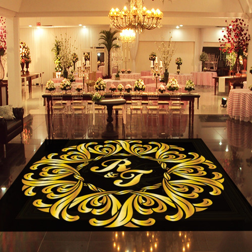 Imagem 2 de 10 de Pista De Dança Para Casamento Preto Com Dourado Ps23 - 5x5m