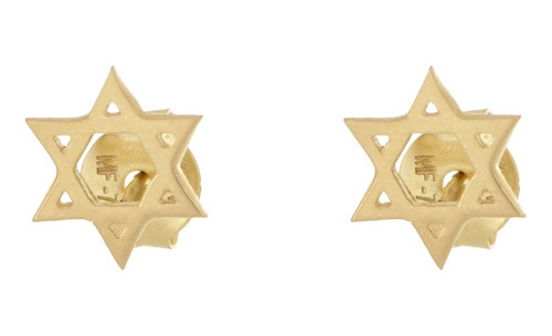 Broqueles Estrella De David En Oro14k