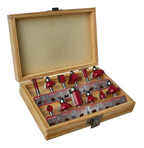 Imagen 1 de 9 de Set De Fresas Omaha Sfr-12 Router P/madera 12 Piezas Estuche